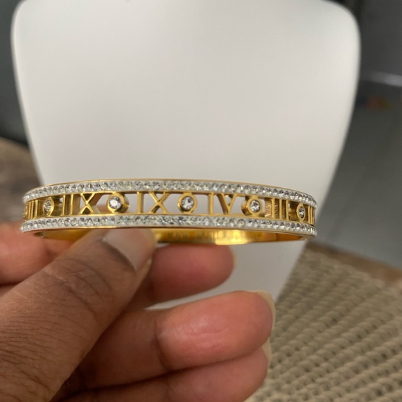 Vintage stainless steel crystal sparkle slide clasp bracelet 7 inches - Picture 4 of 6